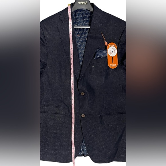 Tallia Medium Men's Modern Fit Navy Metallic Blue Suit Jacket Brand New - Picture 5 of 8